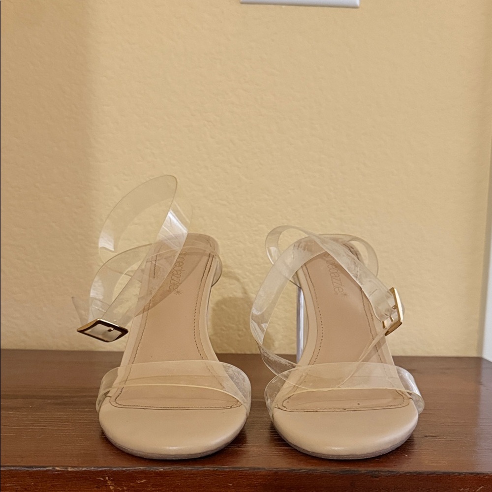 Clear Strap Beige Women’s Heeled Sandals